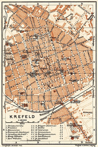 Krefeld city map, 1905