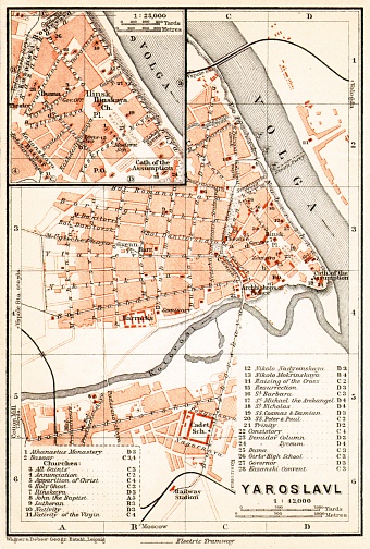 Yaroslavl (Ярославль) city map, 1914