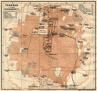 Tehran (تهران) city map, 1914