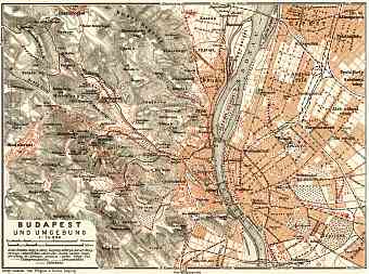 Budapest and its environs map, 1911