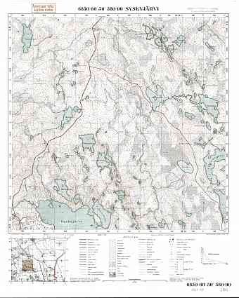 Sjuskjujarvi Lake. Syskyjärvi. Topografikartta 512203. Topographic map from 1938