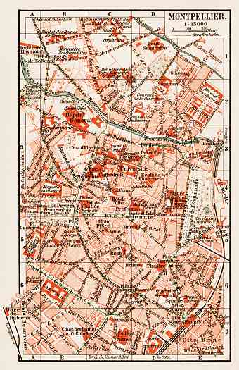 Montpellier city map, 1913