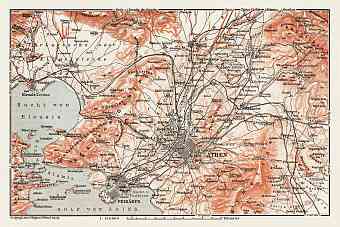 Athens (Αθήνα), map of the nearer environs, 1908