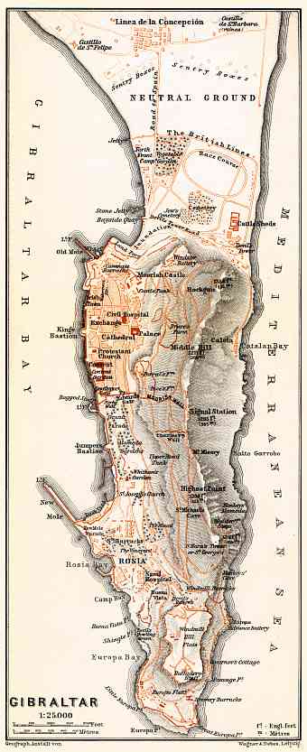 Gibraltar and environs map, 1899