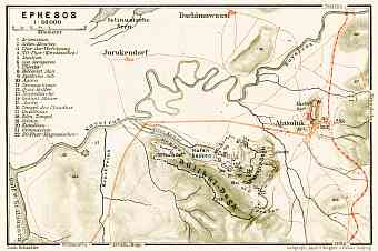 Ephesus (Ἔφεσος, Efes), ancient site map, 1905