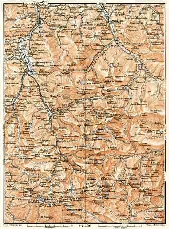 St. Sauveur, Barèges and Gavarnie map, 1902