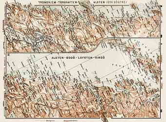 Trondheim (Trondhjem) - Torghatten - Alsten (Syv. Söstre) and Alsten - Bodö - Lofoten - Hindö districts map, 1931