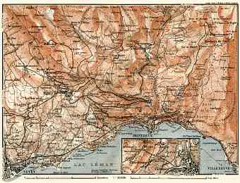 Montreux, Vevey and Environs map, 1913