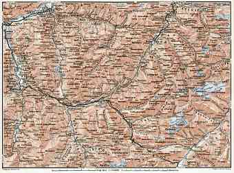 Central Grisons (Graubünden) Alps map, 1909