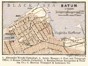 Batum (ბათუმი, Batumi) town plan, 1914