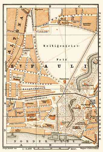 St. Pauli (Hamburg) map, 1887