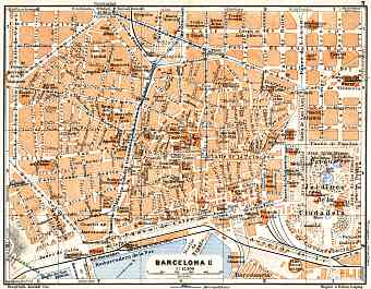 Barcelona central part map, 1929