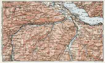 Lake Thun (Thuner See), Simme and Kander Rivers environs map, 1909