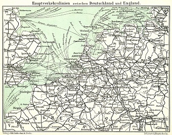 Map of the Water Connections to Great Britain from Continent, 1911