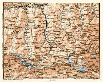 Gastein Valley and East Tauer mountains map, 1906