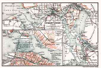 St. Mary´s River (with Sault Ste. Marie Town Plan), 1907