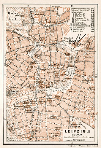 Leipzig, city centre map, 1911