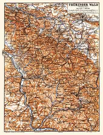 Thuringian Forest (Der Thüringer Wald) map, 1887. Western part