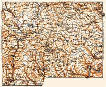 Volcanic Eifel Mountains map, 1905