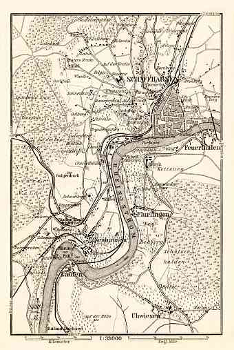 Schaffhausen (Schaffhouse) and environs map, 1897