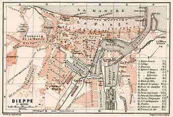 Dieppe city map, 1909