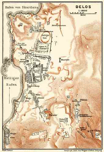 Delos (Δήλος), ancient site map