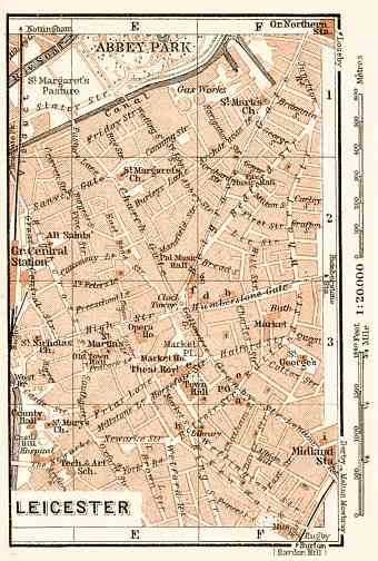 Leicester city map, 1906