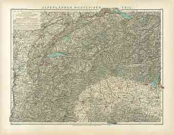 Northwest Italy on the map of the western Alpine countries, 1905