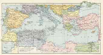 Turkey on the general map of the Mediterranean region, 1909