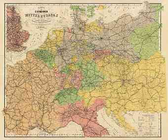 South Denmark on the railway map of the central Europe, 1884