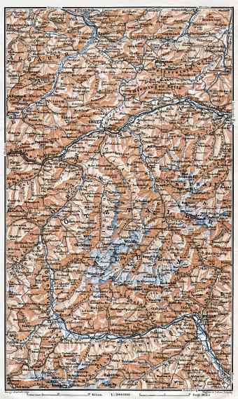 Ötztal, Stubai and Ortler Alps map, 1910