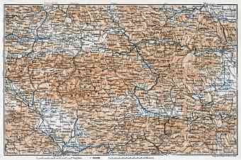 Southwest Austria on the map of the Karavanks (Karawanken) and Pohorje (Bacher) Mountains district, 1910