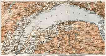 Haute-Savoie (Upper Savoy) département along the lake of Geneva (Lac Léman, Genfersee) map, 1902